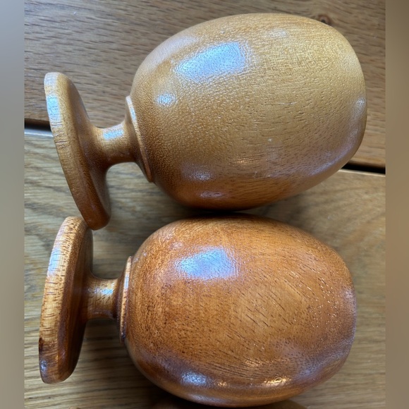 MCM Wood Pedestal Cups/Goblets Set 4 - Picture 6 of 8